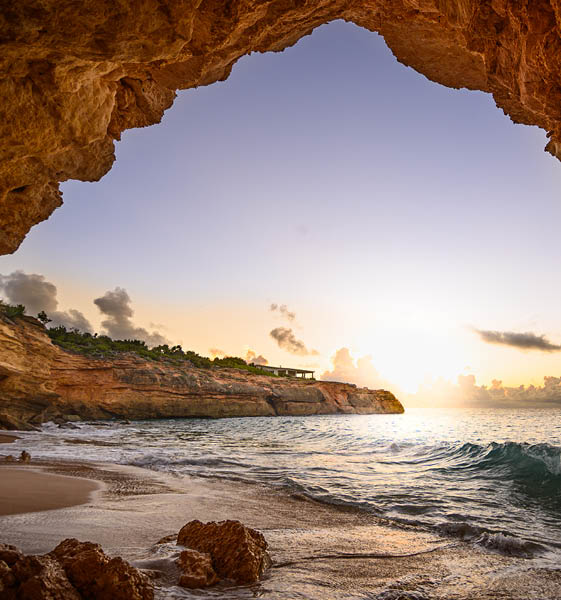 the arch in Anguilla at sunset