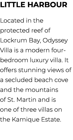 Little Harbour Located in the protected reef of Lockrum Bay, Odyssey Villa is a modern four bedroom luxury villa. It ...