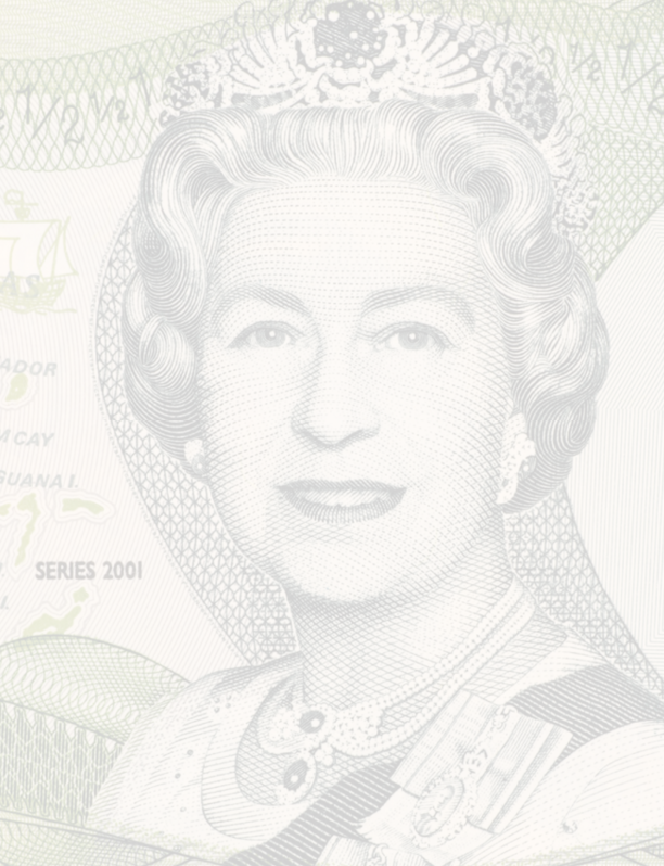 BAHAMAS - CIRCA 2001: Queen Elizabeth II on 50 Cents 2001 Banknote from Bahamas.