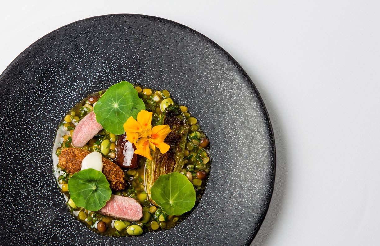 A fine dining plated restaurant dish. 