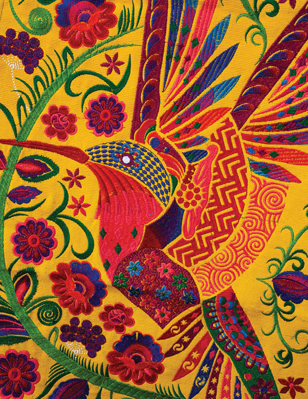 Colorful, vibrant patterned Mexican fabric for sale in Cabo San Lucas, Mexico