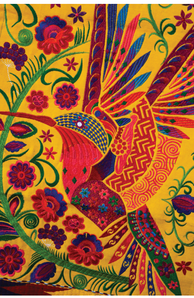 Colorful, vibrant patterned Mexican fabric for sale in Cabo San Lucas, Mexico