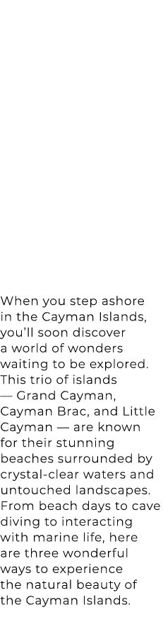 When you step ashore in the Cayman Islands, you’ll soon discover a world of wonders waiting to be explored. This trio...