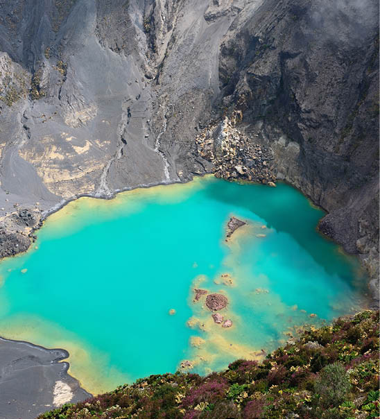 Main crater of Irazu Volcano with emerald lake. Central America. Costa Rica