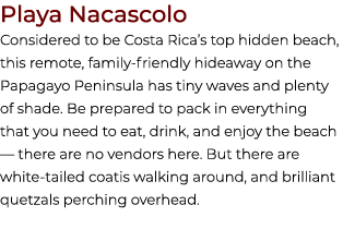 Playa Nacascolo Considered to be Costa Rica’s top hidden beach, this remote, family friendly hideaway on the Papagayo...