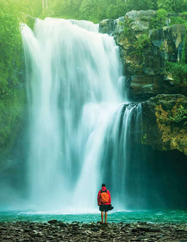 Waterfall hidden in the tropical jungle