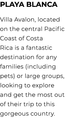 Playa Blanca Villa Avalon, located on the central Pacific Coast of Costa Rica is a fantastic destination for any fami...