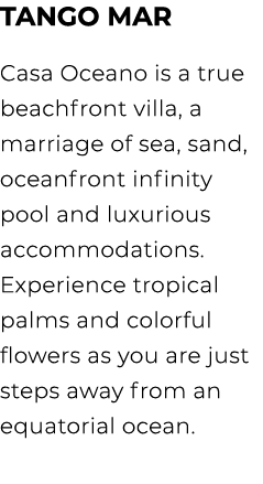Tango Mar Casa Oceano is a true beachfront villa, a marriage of sea, sand, oceanfront infinity pool and luxurious acc...