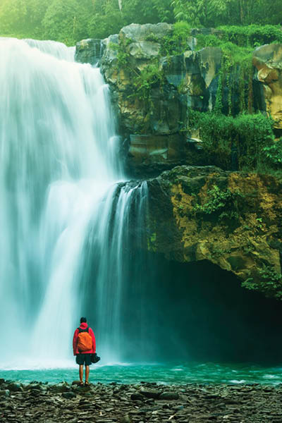 Waterfall hidden in the tropical jungle