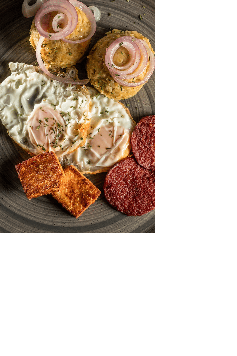 top view dominican breakfast Mangu