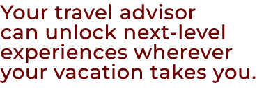 Your travel advisor can unlock next level experiences wherever your vacation takes you.