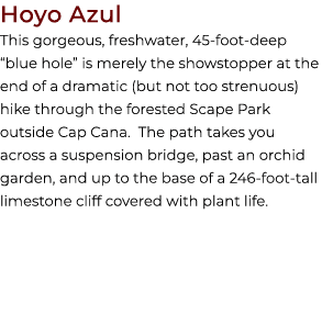 Hoyo Azul This gorgeous, freshwater, 45 foot deep “blue hole” is merely the showstopper at the end of a dramatic (but...