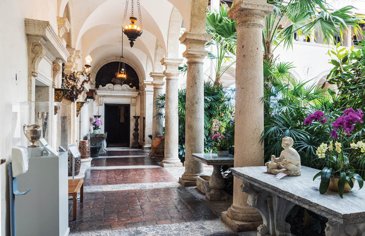 Miami, Florida - August 25th, 2023: Interior at Villa Vizcaya. The former villa and estate of businessman James Deering, built in Coconut Grove neighborhood of Miami.
