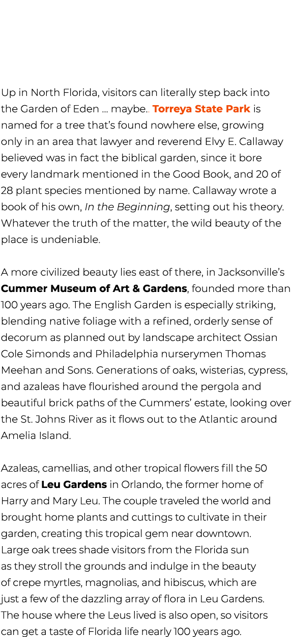 Up in North Florida, visitors can literally step back into the Garden of Eden … maybe.. Torreya State Park is named f...