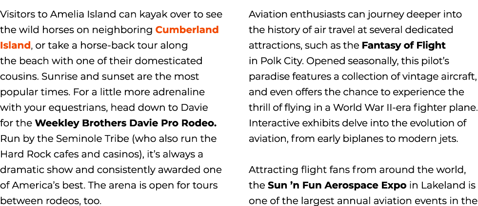 Visitors to Amelia Island can kayak over to see the wild horses on neighboring Cumberland Island, or take a horse bac...