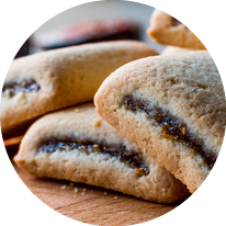 Fig Cookies with fruits on wooden surface / Fig Bar