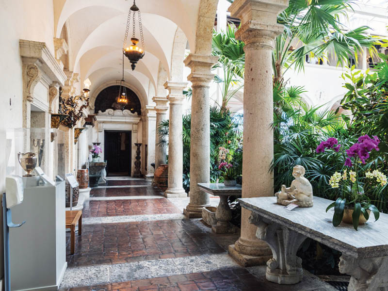 Miami, Florida - August 25th, 2023: Interior at Villa Vizcaya. The former villa and estate of businessman James Deering, built in Coconut Grove neighborhood of Miami.