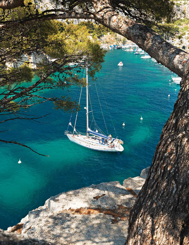 Blue water of Calanque de Cassis, Mediterranean France, region PACA