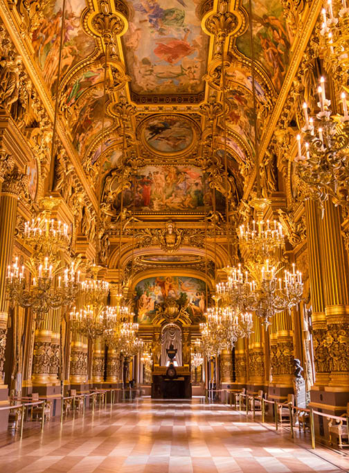 Paris, France, March 31 2017: Interior view of the Opera National de Paris Garnier, France. It was built from 1861 to 1875 for the Paris Opera house