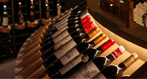 Bordeaux, France. 2024, May 8th. Wine bottles at the shop of La Cit du vin, the wine museum of Bordeaux near to Garonne River.