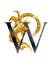 Monogram Luxury capital letter W in Victorian style with floral ornament.