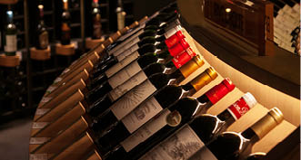 Bordeaux, France. 2024, May 8th. Wine bottles at the shop of La Cit du vin, the wine museum of Bordeaux near to Garonne River.