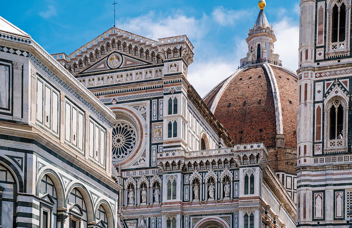 Florence Duomo, Italy. Santa Maria del Fiore cathedral (Basilica of Saint Mary of the Flower). City in the day