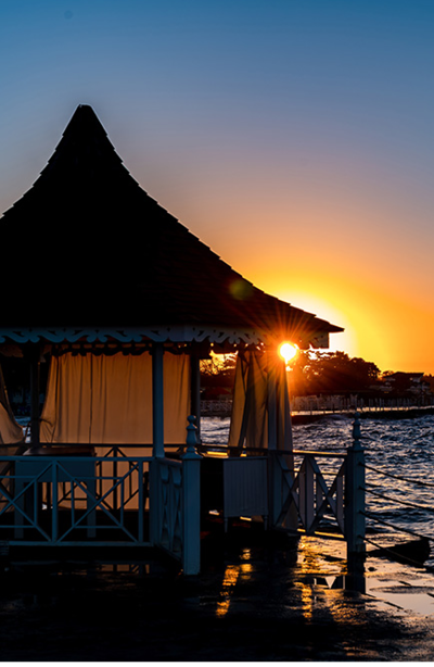 View to the sunrise at runaway bay in Jamaica