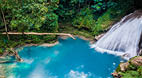 Blue hole waterfall from above in Jamaica