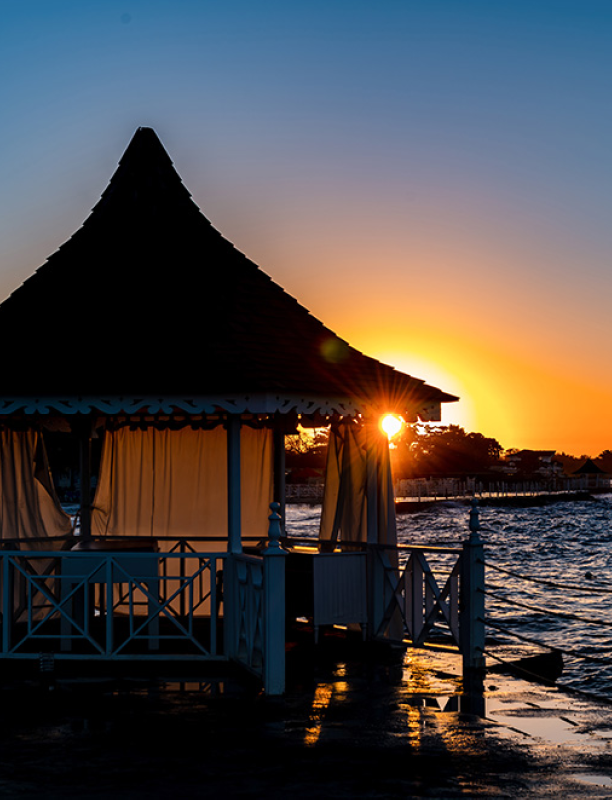 View to the sunrise at runaway bay in Jamaica