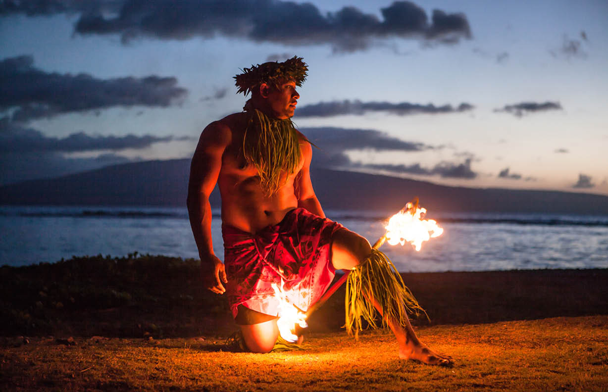 Tahitian dance at night by a Samoan Dancer in Maui
