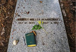 7 - 27- 2017 Ketchum USA Ernest Hemingways Grave in Ketchum Idaho scattered with tributes from his fans