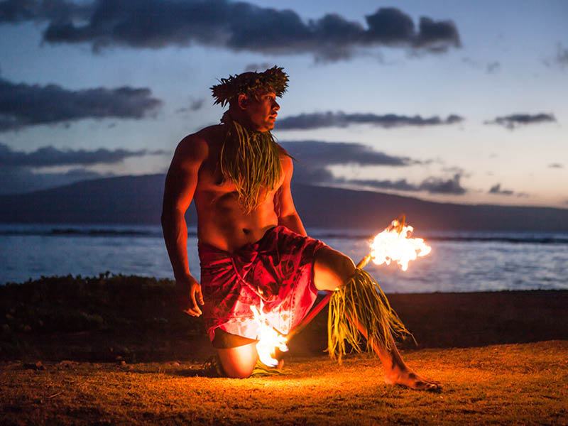 Tahitian dance at night by a Samoan Dancer in Maui