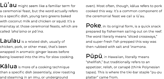 L ʻau might seem like a familiar term for a ceremonial feast, but the word actually refers to a specific dish, young ...