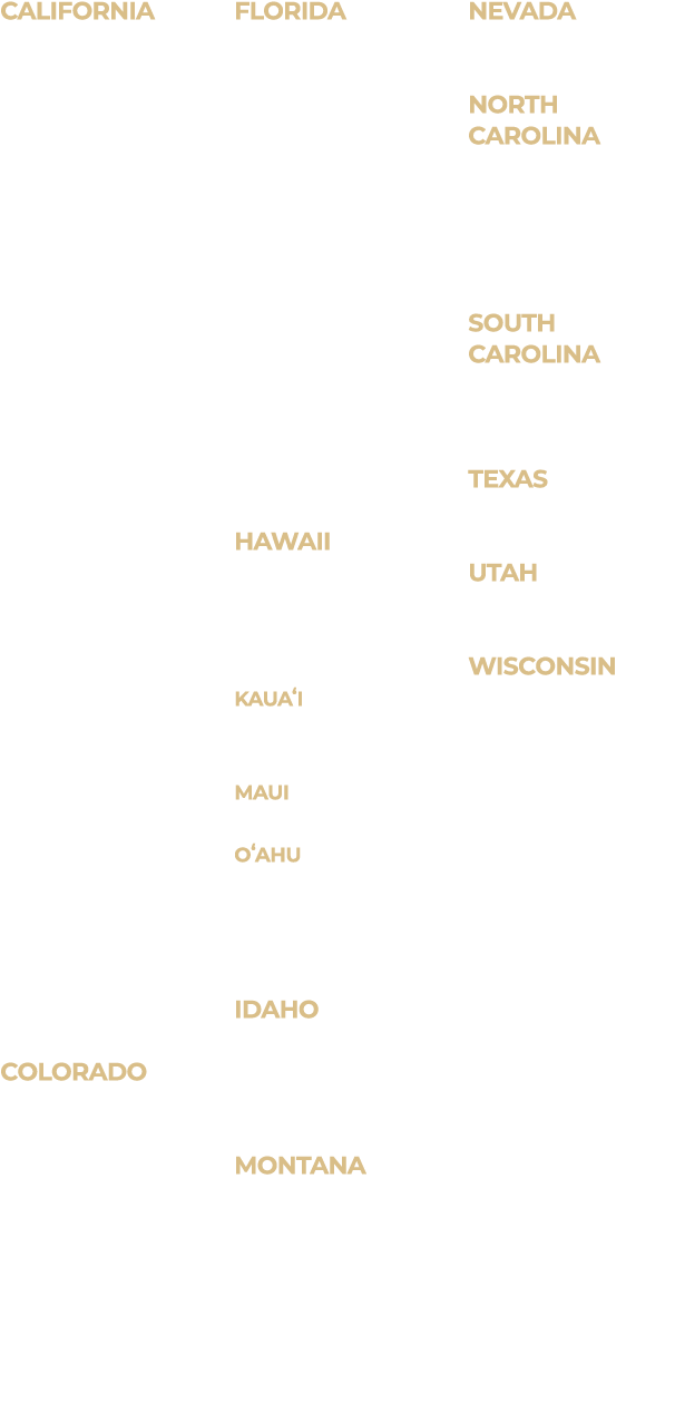 CALIFORNIA Bermuda Dunes Beverly Hills Bel Air Big Bear Lake Calistoga Encino Healdsburg Holmby Hills Hollywood Hills...