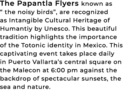 The Papantla Flyers known as “ the noisy birds”, are recognized as Intangible Cultural Heritage of Humantiy by Unesco...