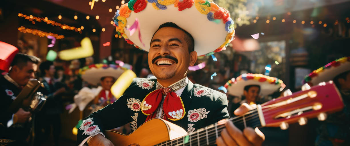Hat festival musician costume colorful musical spanish typical mexican mariachi spain person sombrero latin street celebration mexico fun tradition culture guitar