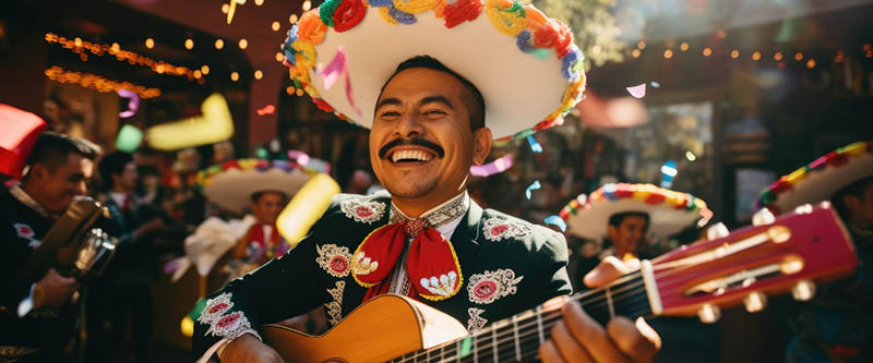 Hat festival musician costume colorful musical spanish typical mexican mariachi spain person sombrero latin street celebration mexico fun tradition culture guitar