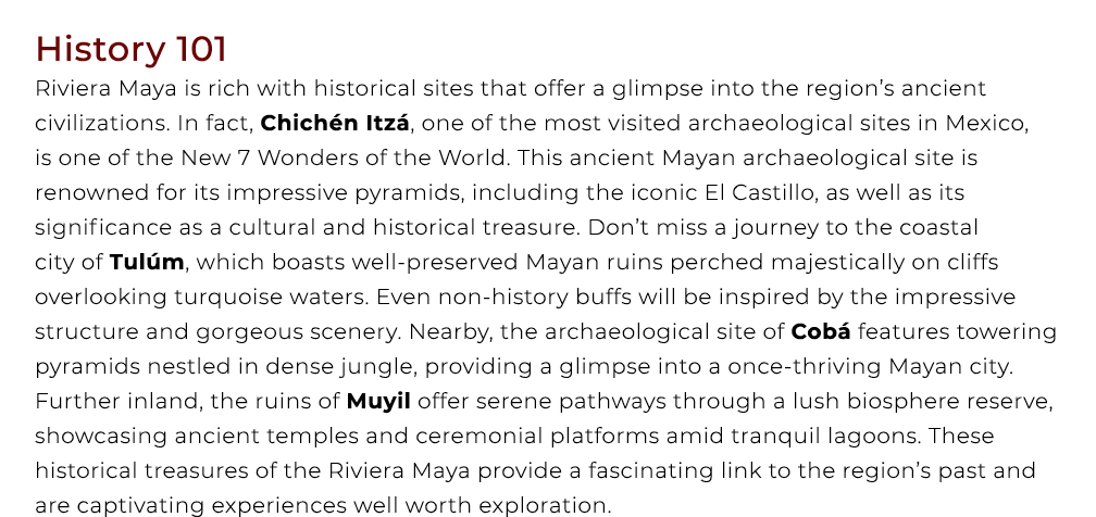 History 101 Riviera Maya is rich with historical sites that offer a glimpse into the region’s ancient civilizations. ...