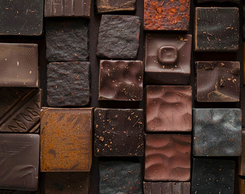 Mexican chocolate blocks, showcasing the rustic texture and color variations