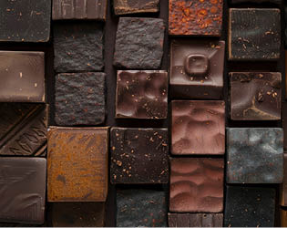 Mexican chocolate blocks, showcasing the rustic texture and color variations