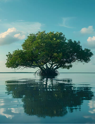 Serenity of a Lone Mangrove, Sian Ka'an Reserve. Concept Nature Photography, Mangroves, Sian Ka'an Reserve, Serenity, Landscape
