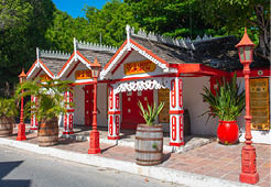 PHILIPSBURG, SINT MAARTEN - OCT. 25, 2023: Guavaberry Emporium on Front Street in historic center of Philipsburg in Sint Maarten, Dutch Caribbean. 