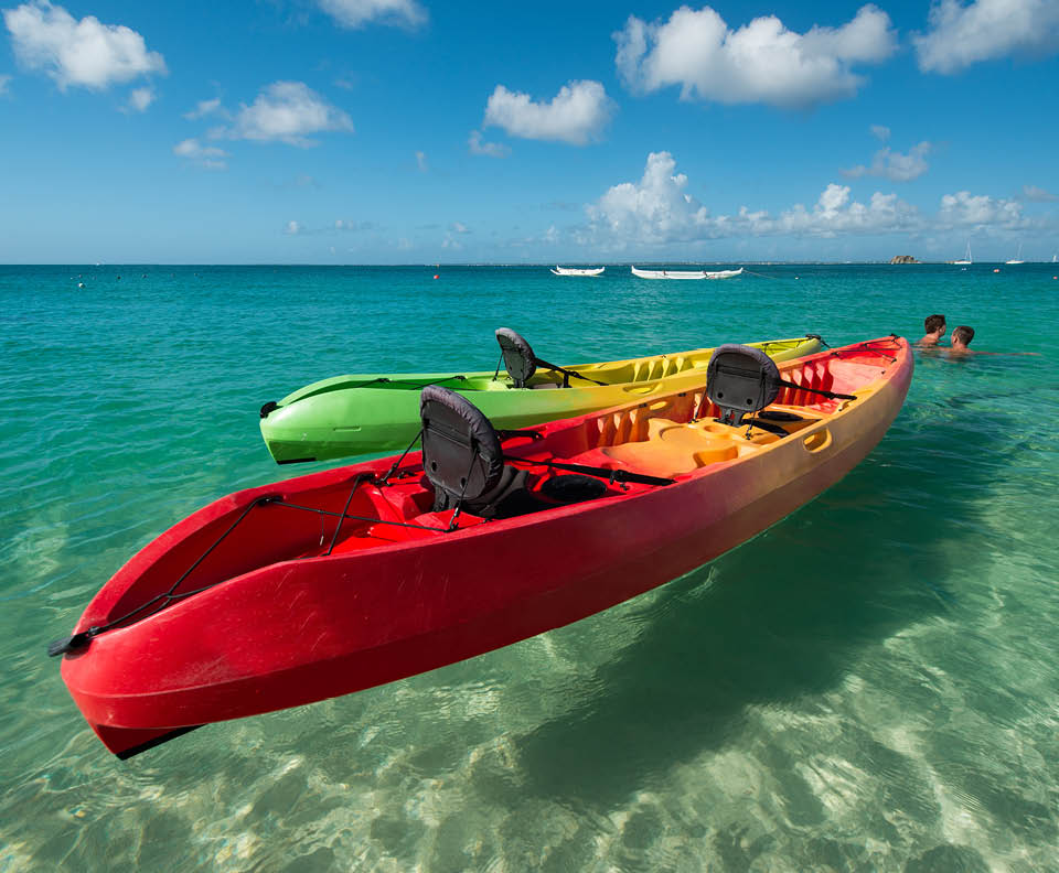 Kayaks in Grand Case beach, Saint Martin, French West Indies