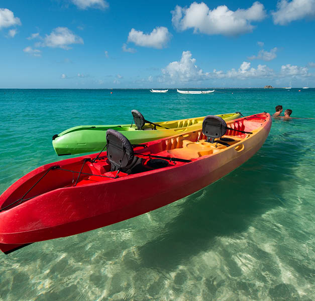 Kayaks in Grand Case beach, Saint Martin, French West Indies