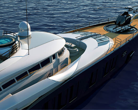 Extremely detailed and realistic high resolution 3D image of a luxury super yacht 