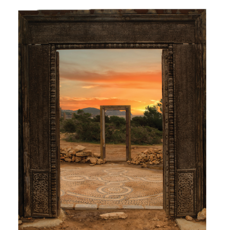 The gates of Llentia at dawn in Ibiza, Spain