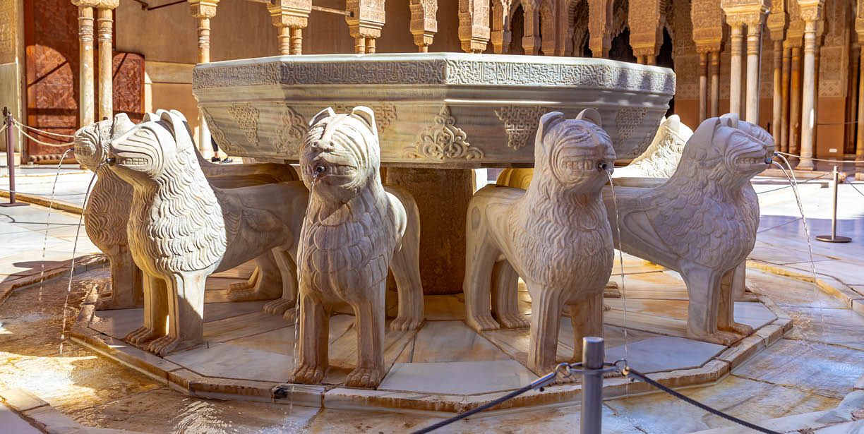 Granada, Spain - October 03,2023 - Granada, Spain - October 03,2023 - Alhambra Lions Fountain