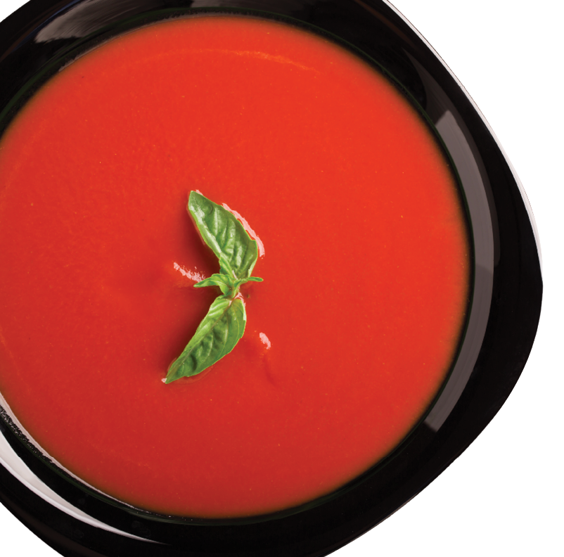 Spanish tomato gazpacho soup isolated on white