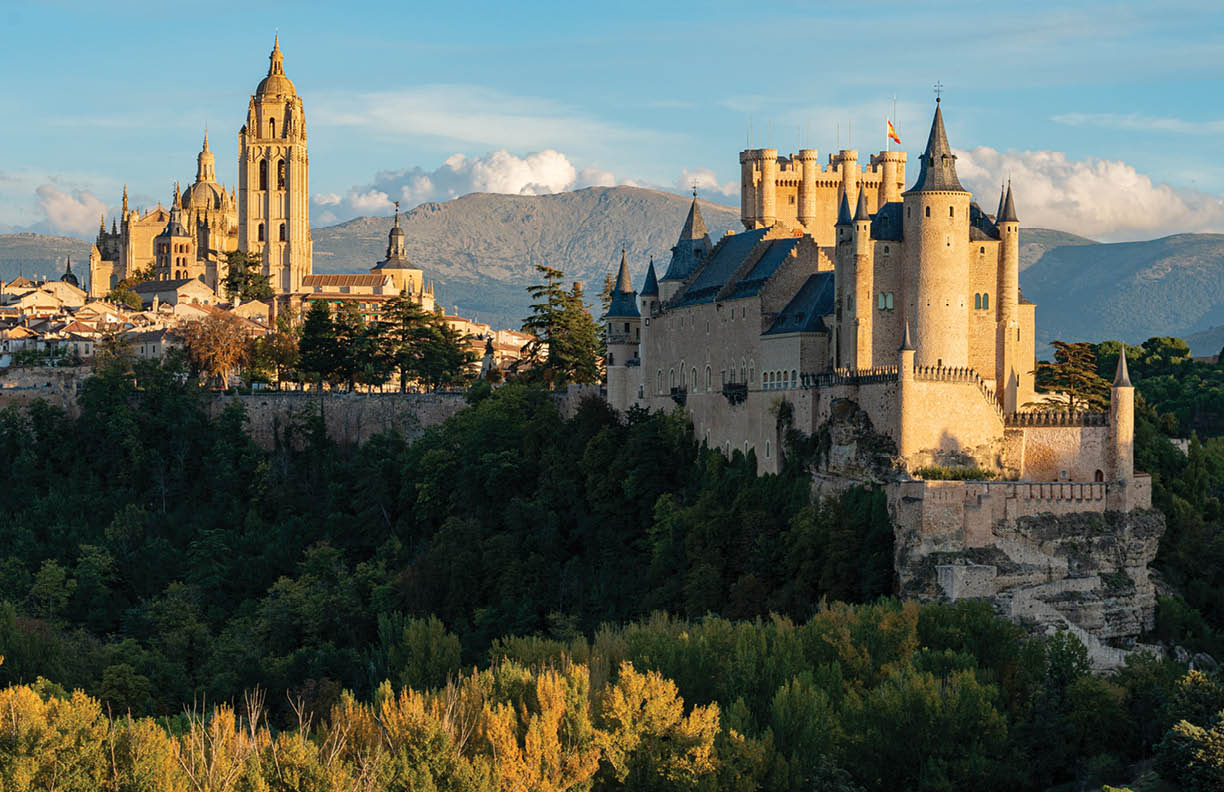 Alc zar of Segovia, a medieval castle built on a rocky crag in Castile and Le n, Spain